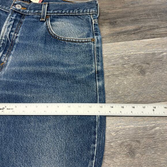 2000s Levis 505 Dark Wash Faded Blue Mens 34x29 Regular Straight Jeans Red Tab - Picture 14 of 16